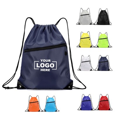 Drawstring Backpack with Zipper